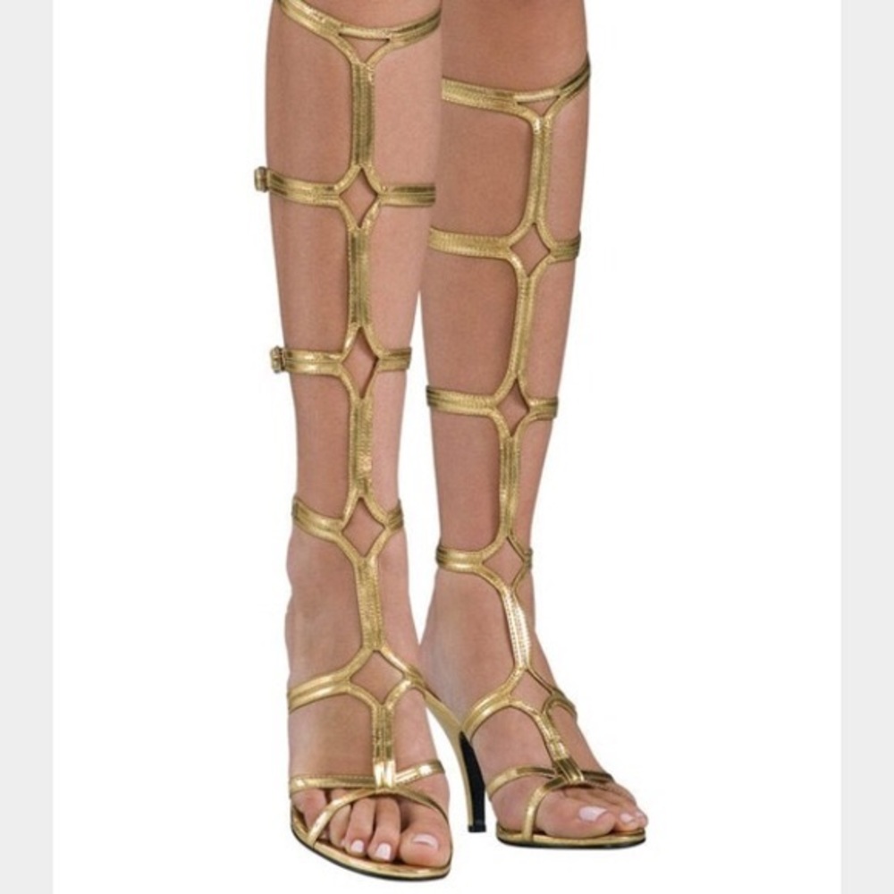 ✨ GOLD GODDESS STRAPPY SANDLE W/ 3” HEEL